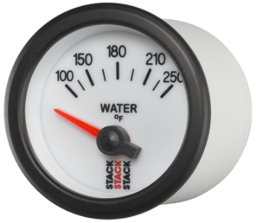 Picture of Autometer Stack 52mm 100-250 Deg F 1-8in NPTF Electric Water Temp Gauge - White