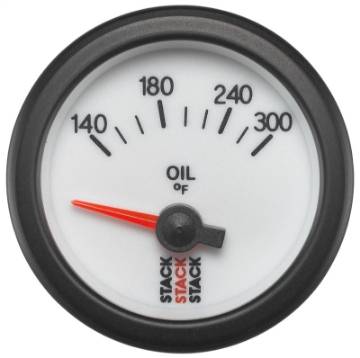 Picture of Autometer Stack 52mm 140-300 Deg F 1-8in NPTF Electric Oil Temp Gauge - White