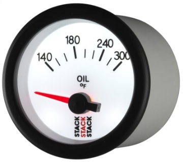 Picture of Autometer Stack 52mm 140-300 Deg F 1-8in NPTF Electric Oil Temp Gauge - White