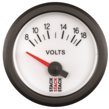 Picture of Autometer Stack 52mm 8-18V Electric Battery Voltage Gauge - White