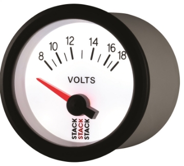 Picture of Autometer Stack 52mm 8-18V Electric Battery Voltage Gauge - White