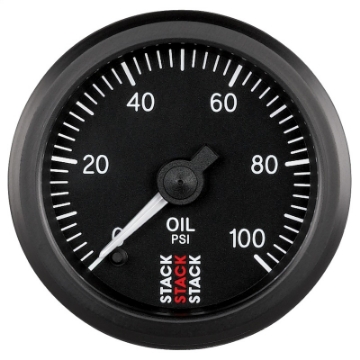 Picture of Autometer Stack 52mm 0-100 PSI 1-8in NPTF Male Pro Stepper Motor Oil Pressure Gauge - Black