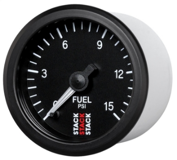 Picture of Autometer Stack 52mm 0-15 PSI 1-8in NPTF Male Pro Stepper Motor Fuel Pressure Gauge - Black