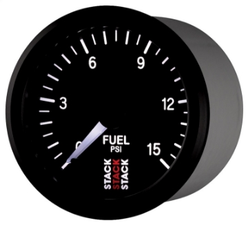 Picture of Autometer Stack 52mm 0-15 PSI 1-8in NPTF Male Pro Stepper Motor Fuel Pressure Gauge - Black