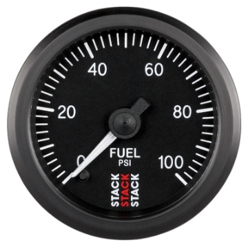 Picture of Autometer Stack 52mm 0-100 PSI 1-8in NPTF Male Pro Stepper Motor Fuel Pressure Gauge - Black