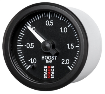 Picture of Autometer Stack 52mm -1 to +2 Bar Incl T-Fitting Pro Stepper Motor Boost Pressure Gauge - Black