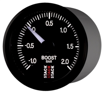 Picture of Autometer Stack 52mm -1 to +2 Bar Incl T-Fitting Pro Stepper Motor Boost Pressure Gauge - Black