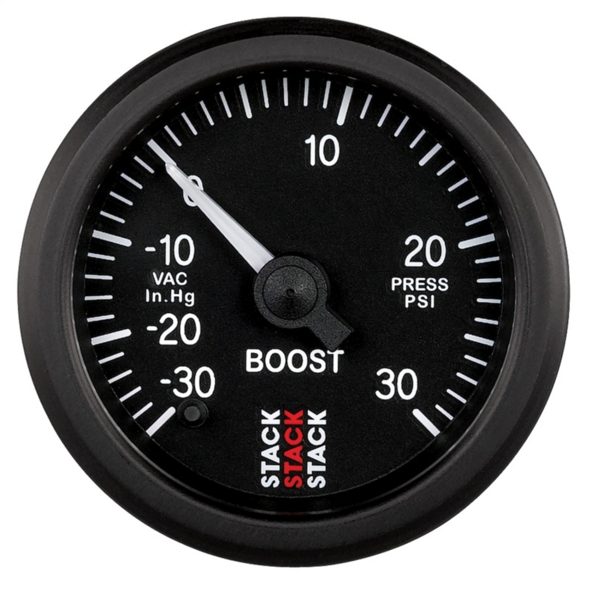 Picture of Autometer Stack 52mm -30INHG to +30 PSI Incl T-Fitting Pro Stepper Motor Boost Press Gauge - Black