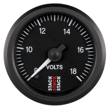 Picture of Autometer Stack 52mm 8-18V Pro Stepper Motor Battery Voltage Gauge - Black