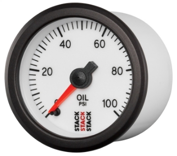 Picture of Autometer Stack 52mm 0-100 PSI 1-8in NPTF Male Pro Stepper Motor Oil Pressure Gauge - White