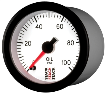 Picture of Autometer Stack 52mm 0-100 PSI 1-8in NPTF Male Pro Stepper Motor Oil Pressure Gauge - White