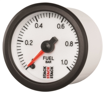 Picture of Autometer Stack 52mm 0-1 Bar M10 Male Pro Stepper Motor Fuel Pressure Gauge - White
