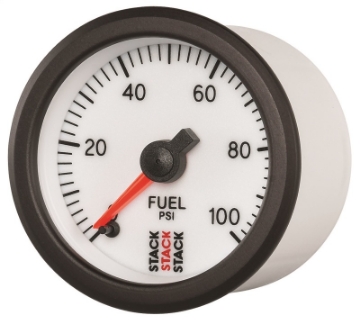 Picture of Autometer Stack 52mm 0-100 PSI 1-8in NPTF Male Pro Stepper Motor Fuel Pressure Gauge - White