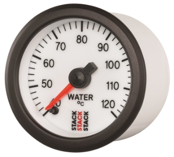 Picture of Autometer Stack 52mm 40-120 Deg C 1-8in NPTF Male Pro Stepper Motor Water Temp Gauge - White