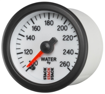 Picture of Autometer Stack 52mm 100-260 Deg F 1-8in NPTF Male Pro Stepper Motor Water Temp Gauge - White