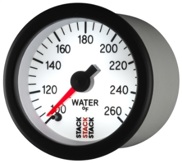 Picture of Autometer Stack 52mm 100-260 Deg F 1-8in NPTF Male Pro Stepper Motor Water Temp Gauge - White