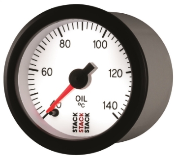 Picture of Autometer Stack 52mm 40-140 Deg C 1-8in NPTF Male Pro Stepper Motor Oil Temp Gauge - White