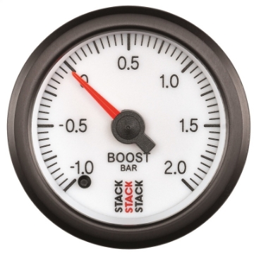 Picture of Autometer Stack 52mm -1 to +2 Bar Incl T-Fitting Pro Stepper Motor Boost Pressure Gauge - White