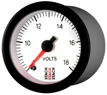 Picture of Autometer Stack 52mm 8-18V Pro Stepper Motor Battery Voltage Gauge - White