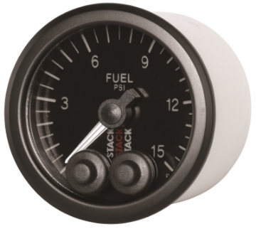 Picture of Autometer Stack 52mm 0-15 PSI 1-8in NPTF Male Pro-Control Fuel Pressure Gauge - Black