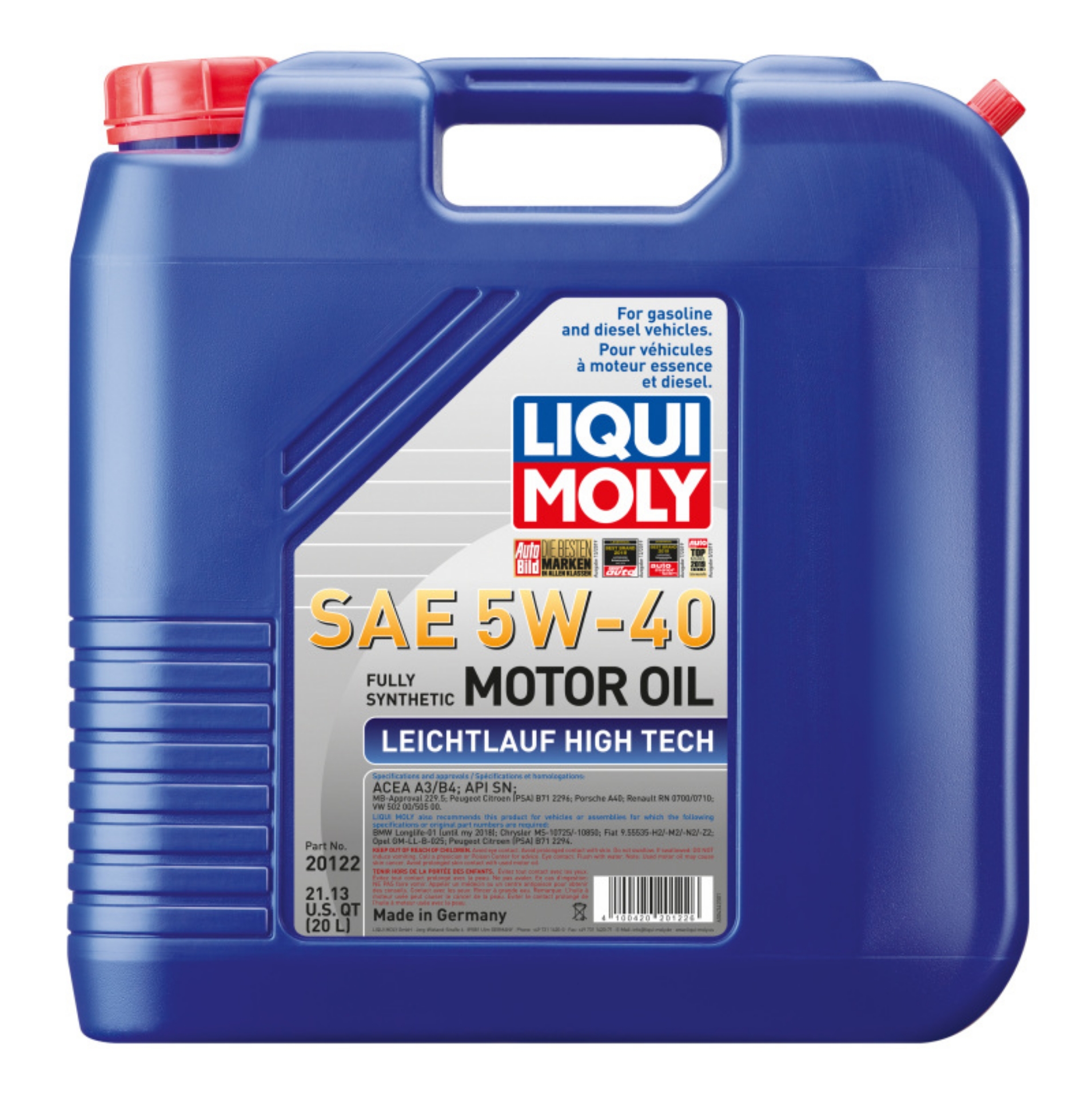 Picture of LIQUI MOLY 20L Leichtlauf Low Friction High Tech Motor Oil SAE 5W40