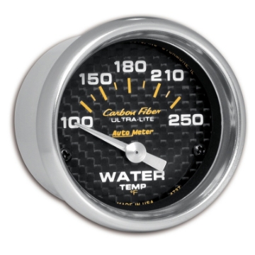 Picture of Autometer Carbon Fiber 52mm 100-250 Deg F Electronic Water Temp Gauge