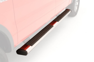 Picture of Lund 2019 Chevy Silverado 1500 Ext- Cab Rocker Panel Mount 6in Oval Straight SS Nerf Bars-Polished