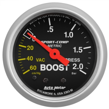 Picture of Autometer Sport-Comp 52mm 60cm-HG -2-0 Bar Mechanical Boost Gauge