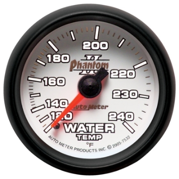 Picture of Autometer Phantom II 2-1-16in 120-240 Degree F Mechanical Water Temp Gauge