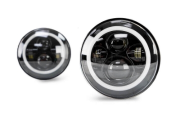Picture of DV8 Offroad 07-18 Jeep Wrangler JK LED Projector Headlights w- Angel Eyes