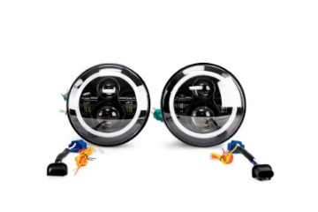 Picture of DV8 Offroad 07-18 Jeep Wrangler JK LED Projector Headlights w- Angel Eyes