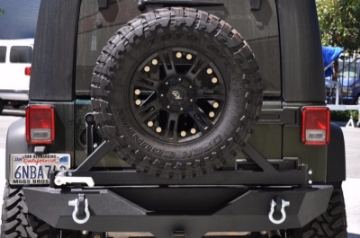 Picture of DV8 Offroad 07-18 Jeep Wrangler JK Rear Bumper w- Tire Carrier & Tapered Bearing