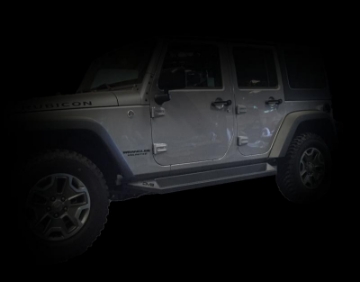 Picture of DV8 Offroad 07-18 Jeep Wrangler JK Plated Steel Rock Slider Steps - Matte Black 4 Door Only