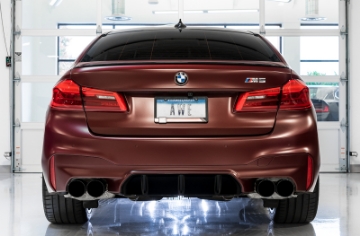 Picture of AWE Tuning 18-19 BMW M5 F90 4-4T AWD Cat-back Exhaust - Track Edition Diamond Black Tips