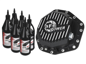 Picture of aFe Power Pro Series Rear Diff Cover Black w-Machined Fins 17-19 Ford Diesel Trucks V8-6-7L w- Oil