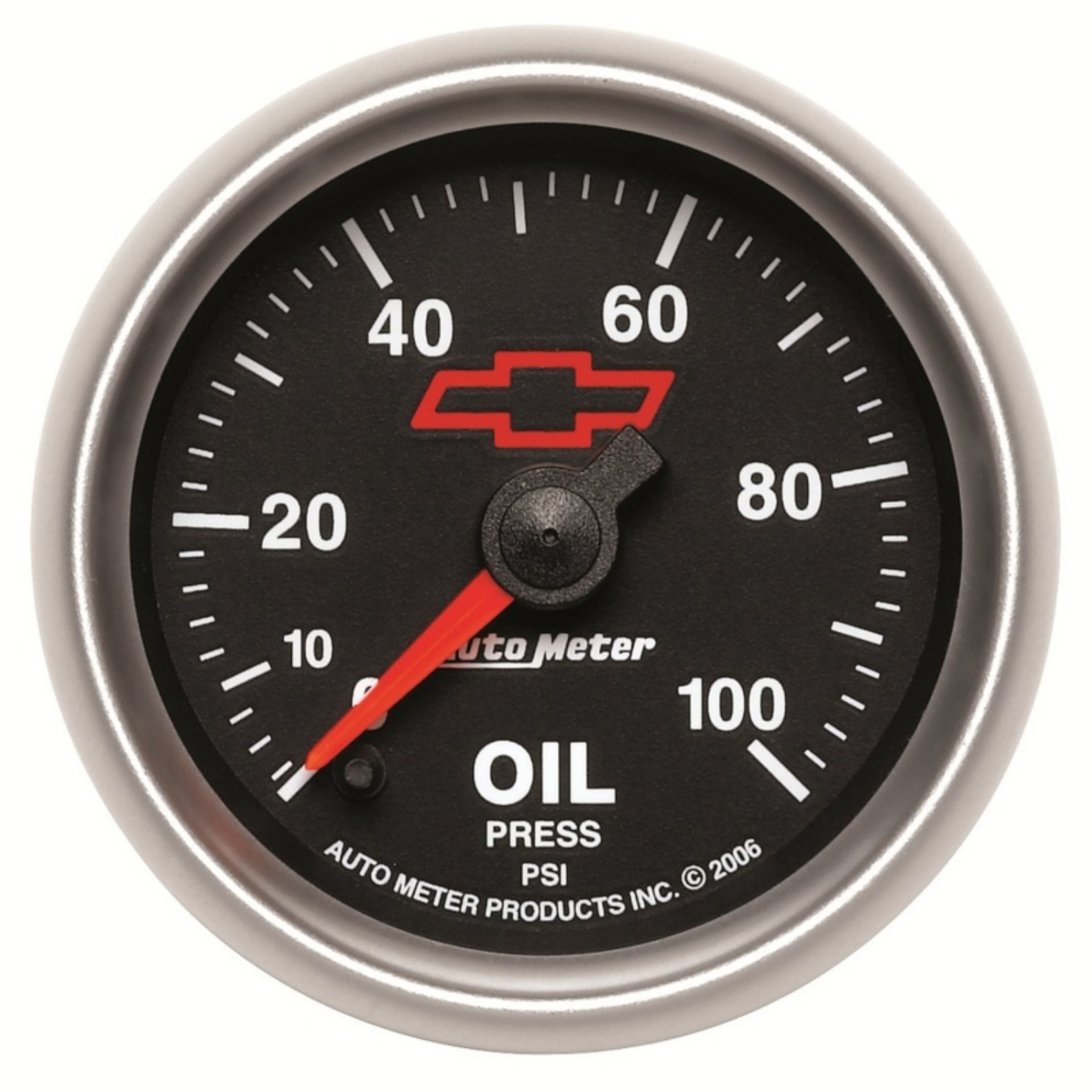 Picture of Autometer GM Bowtie Black 2-1-16in 0-100 PSI Oil Pressure - Stepper Motor