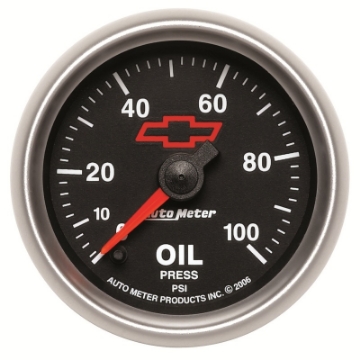 Picture of Autometer GM Bowtie Black 2-1-16in 0-100 PSI Oil Pressure - Stepper Motor