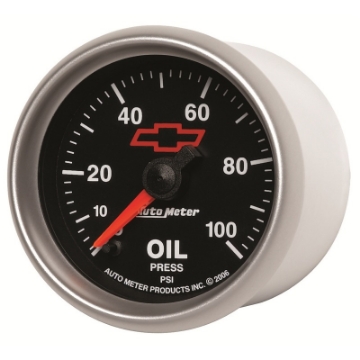 Picture of Autometer GM Bowtie Black 2-1-16in 0-100 PSI Oil Pressure - Stepper Motor