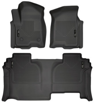 Picture of Husky Liners 19-23 GMC Sierra 1500 Double Cab Weatherbeater Black Front & 2nd Seat Floor Liners