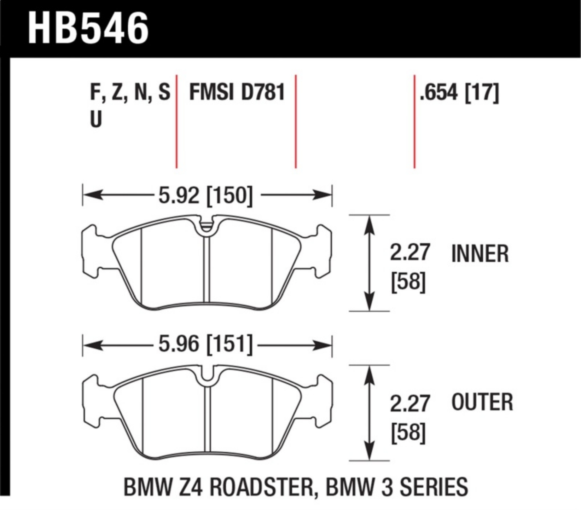 Picture of Hawk 08 BMW Z4 3-0L HPS 5-0 Front Brake Pads