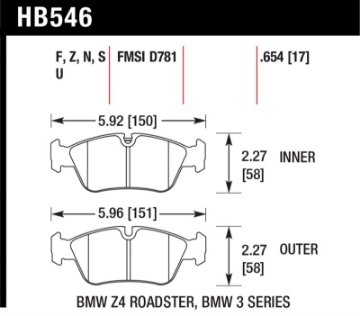 Picture of Hawk 08 BMW Z4 3-0L HPS 5-0 Front Brake Pads