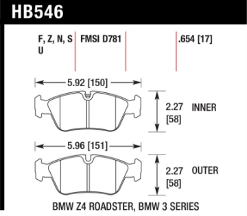 Picture of Hawk 08 BMW Z4 3-0L HPS 5-0 Front Brake Pads
