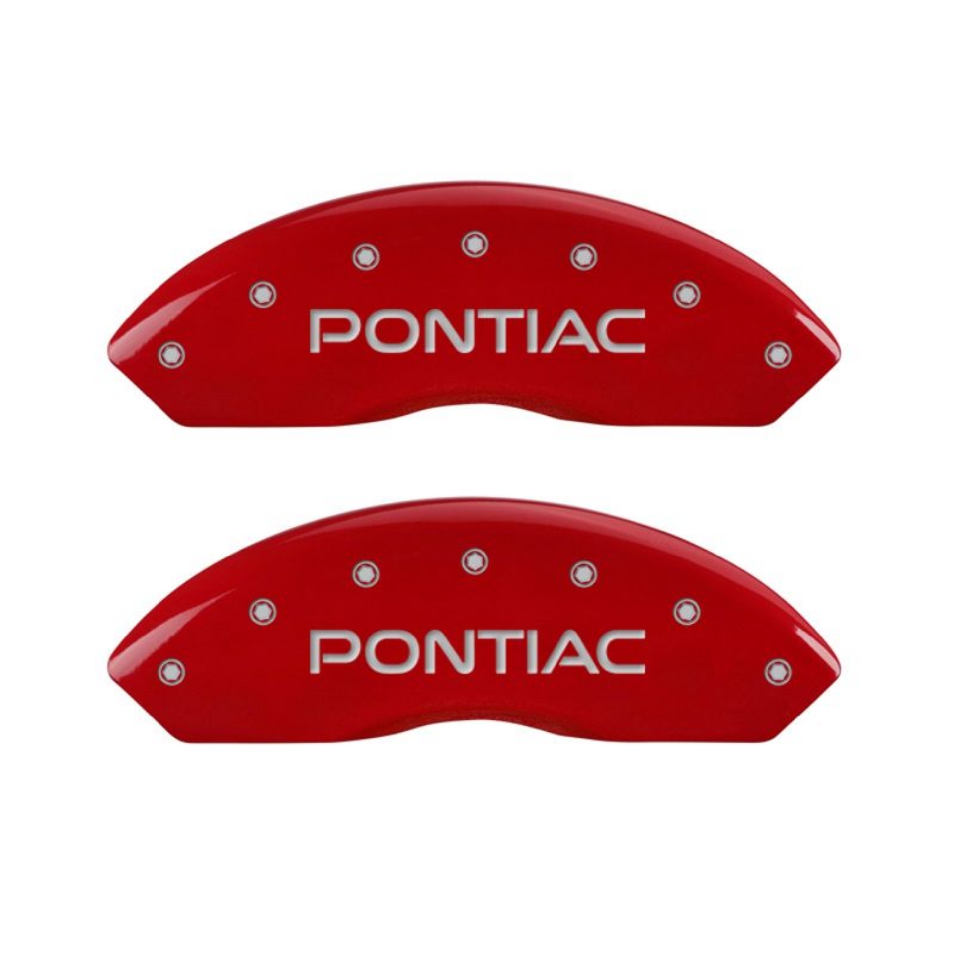 Picture of MGP 4 Caliper Covers Engraved Front & Rear 06-09 Pontiac Solstice Red Finish Silver Pontiac Logo