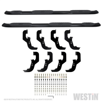 Picture of Westin 2019 Chevrolet Silverado Crew Cab w- 6-5ft Bed PRO TRAXX 5 W2W Oval Nerf Step Bars - Black
