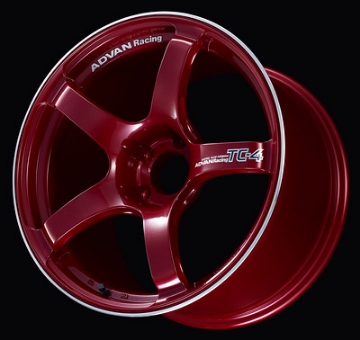 Picture of Advan TC4 18x8-5 +45 5x112 Candy Racing Red Wheel and Ring