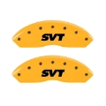 Picture of MGP 4 Caliper Covers Engraved Front & Rear SVT Yellow Finish Black Char 2003 Ford Mustang