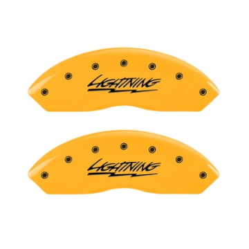 Picture of MGP 4 Caliper Covers Engraved Front & Rear Lightning Yellow Finish Black Char 2000 Ford F-150