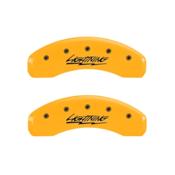 Picture of MGP 4 Caliper Covers Engraved Front & Rear Lightning Yellow Finish Black Char 2000 Ford F-150