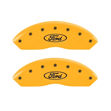 Picture of MGP 4 Caliper Covers Engraved Front & Rear Oval Logo-Ford Yellow Finish Black Char 2000 Ford F-150