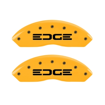 Picture of MGP 4 Caliper Covers Engraved Front & Rear Edge Yellow Finish Black Char 2008 Ford Edge